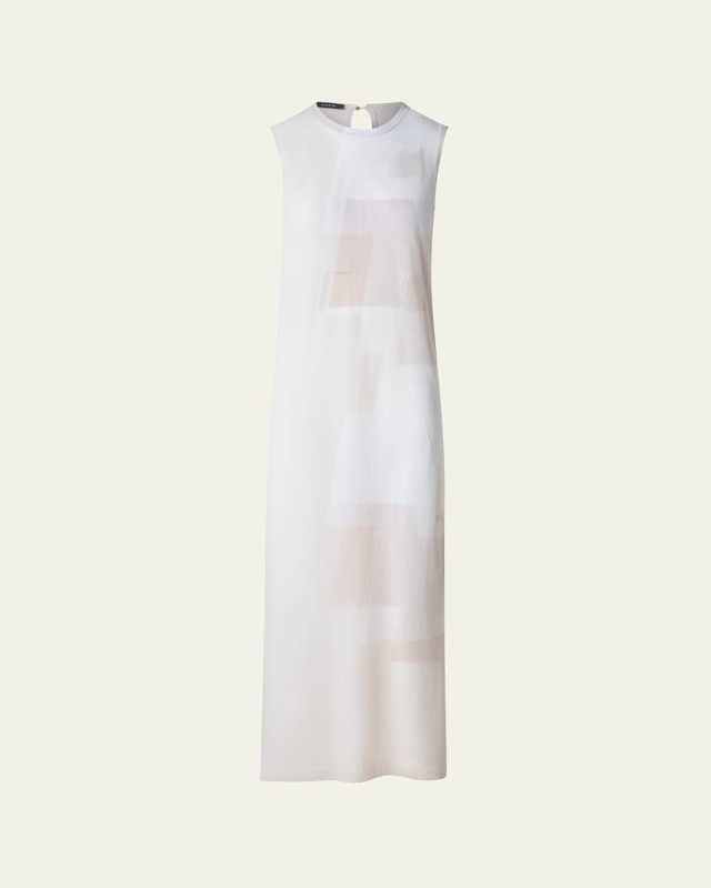 Long Trapezoid Intarsia Knit Dress